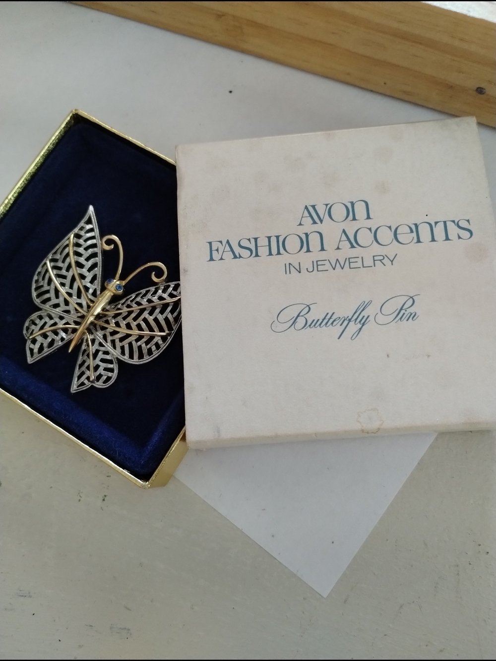 Avon Gold and Silver Filigree Butterfly Pin